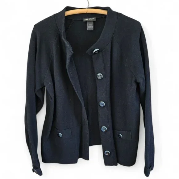 Lane Bryant Womens Black Knit Cardigan Size 18/20 100% Cotton Long Sleeve Button - Picture 2 of 7